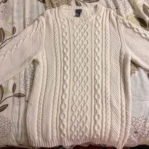 H&M White Cable-Knit Sweater Medium